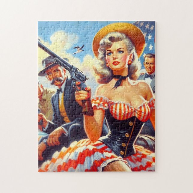 Vintager Western Pulp Girl Puzzle (Vertikal)