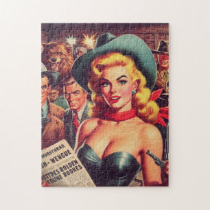Vintager Western Pulp Girl Puzzle