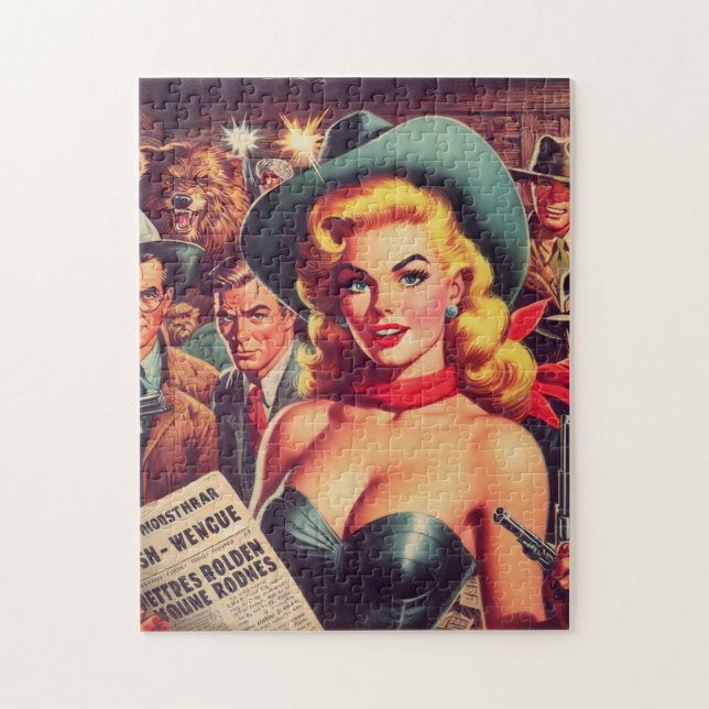 Vintager Western Pulp Girl Puzzle (Vertikal)