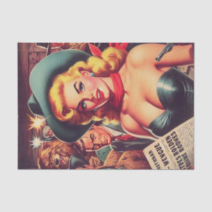 Vintager Western Pulp Girl Seidenpapier