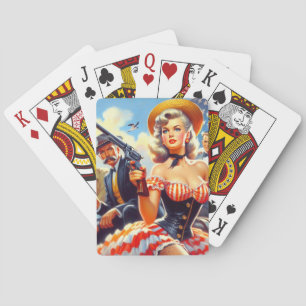 Vintager Western Pulp Girl Spielkarten