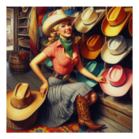 Vintager Western Retro Cowgirl Shopping für Hasen