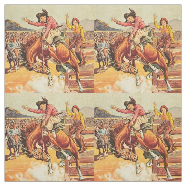 Vintager Western-Rodeo-Cowboy auf sträubendem Stoff (Muster)