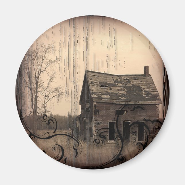 Vintager Western Rustikaler Bauernhof Hochzeit Magnet (Vorne)