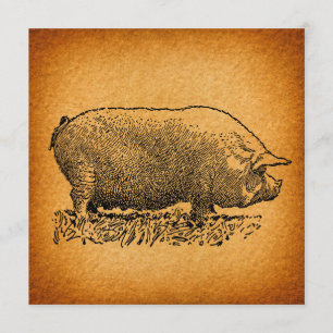 Vintager Western Stil Antique Pig Kunstwerk Einladung