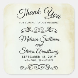 Vintager Western Stil Hochzeit Vielen Dank Quadratischer Aufkleber