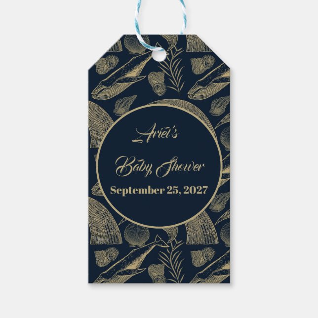 Vintager Whale Blue Geschenkanhänger (Vorderseite)