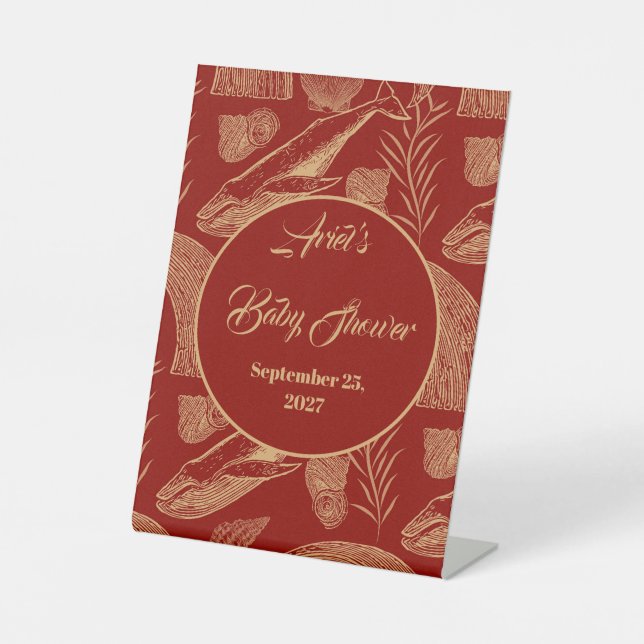 Vintager Whale Rot Sockelschild (Vorderseite)