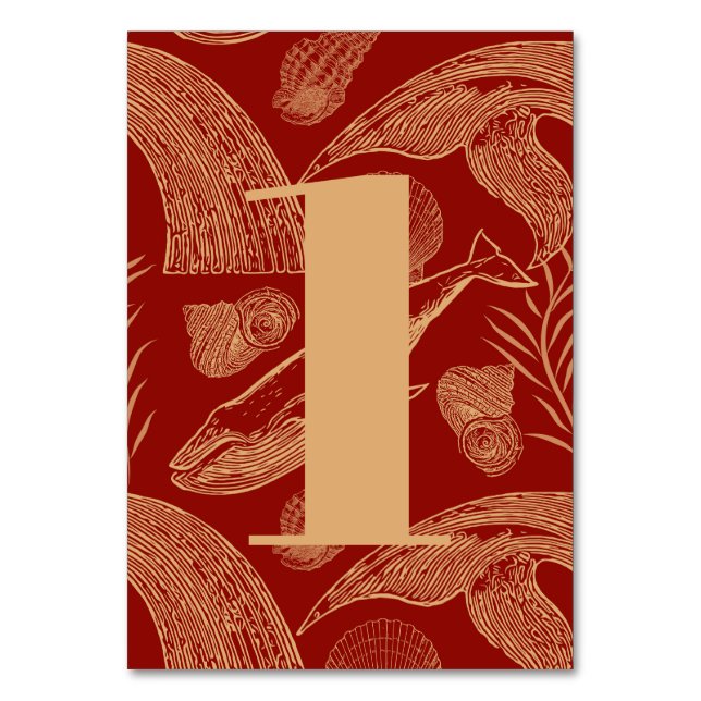 Vintager Whale Rot Tischnummer (Vorderseite)