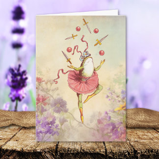 Vintager Whimsical Balancing Frosch Belated Geburt Karte