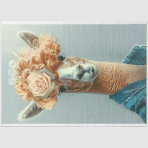 Vintager Whimsical Llama mit Blume Decoupage Seidenpapier