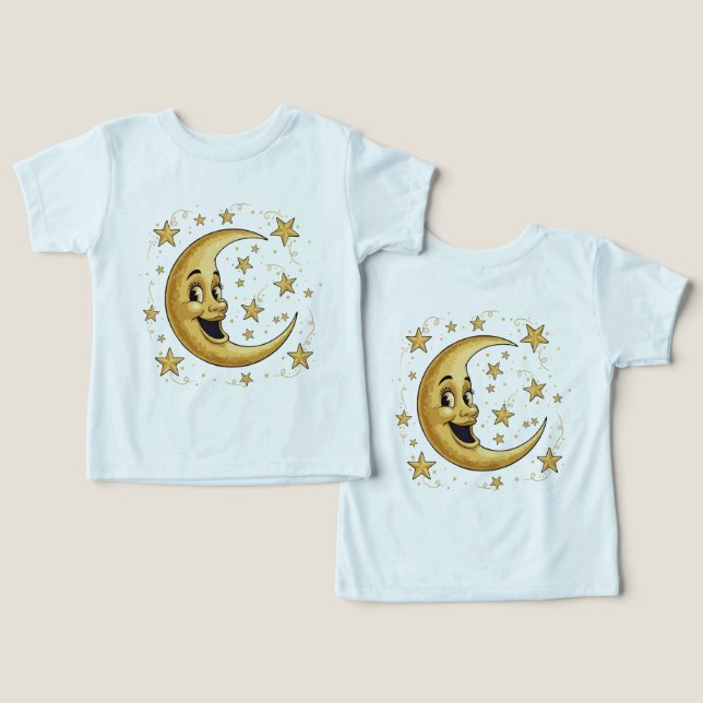 Vintager Whimsikaler Mensch auf dem Mond | Golden  (Design Vorderseite & Rückseite)