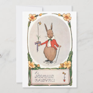 Vintager Whimsischer Osterhase Feiertagskarte