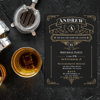 Vintager Whisky Black Geburtstag Einladung