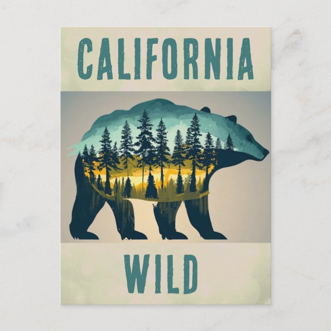 Vintager Wild-California-Bärenreise Postkarte (Vorderseite)