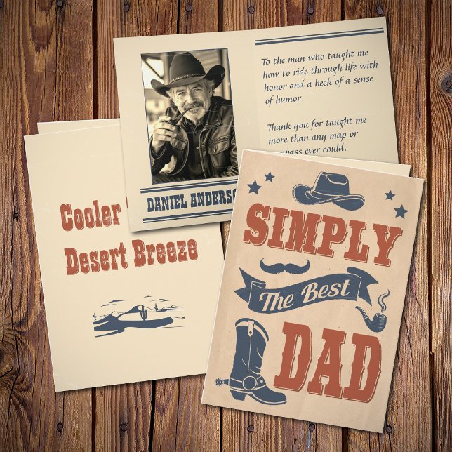 Vintager Wild West Cowboy Typografie Vatertag Karte (Von Creator hochgeladen)