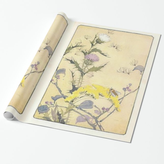 Vintager Wildblume-Löwenzahn Geschenkpapier (Ungerollt)