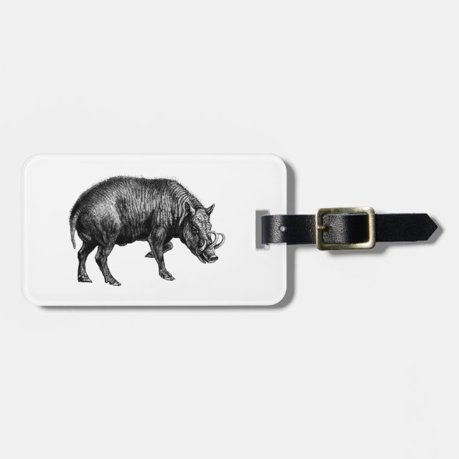 Vintager Wildschwein Zeichnend BW Gepäckanhänger (Vorderseite horizontal)