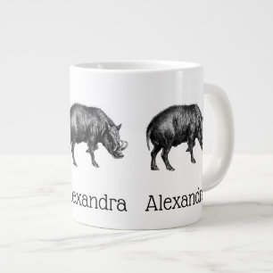 Vintager Wildschwein Zeichnend BW Jumbo-Tasse