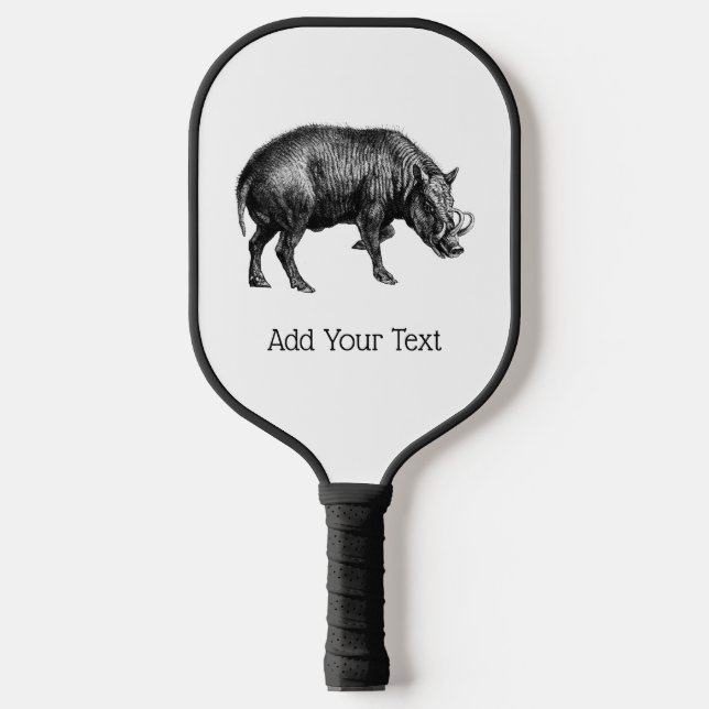 Vintager Wildschwein Zeichnend BW Pickleball Schläger (Vorderseite)