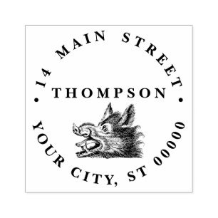 Vintager Wildschweinkopf Zeichne BW Gummistempel