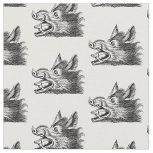 Vintager Wildschweinkopf Zeichne BW Stoff
