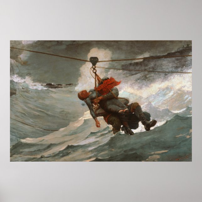 Vintager Winslow Homer - Die Lebenslinie Poster (Vorne)
