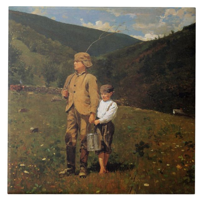 Vintager Winslow Homer überquert die Weide Fliese (Vorderseite)