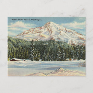 Vintager Winter am Berg Rainier, Washington Postkarte