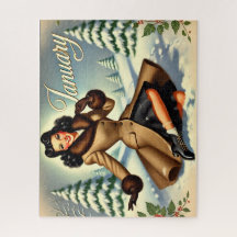 Vintager Winter - Brünettes Button im Januar