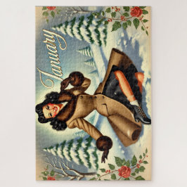 Vintager Winter - Brünettes Button im Januar Puzzle
