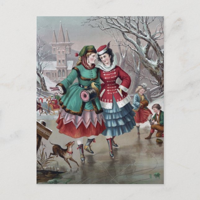 Vintager Winter Postkarte (Vorderseite)