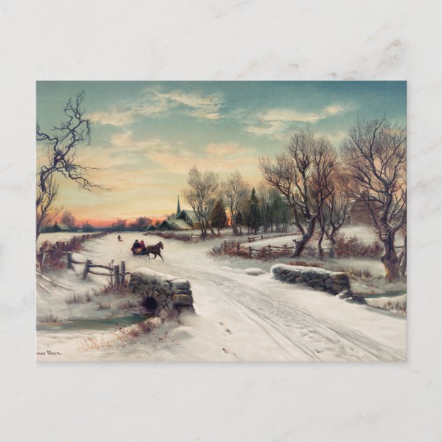 Vintager Winter Postkarte (Vorderseite)