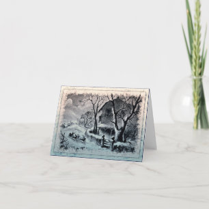 Vintager Winter-Schnee und Sankt Sleigh-Karte Feiertagskarte