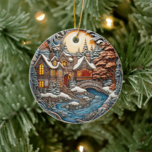 Vintager Winterferienurlaub Keramik Ornament