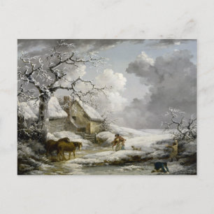 Vintager Winterlandschaft Weihnachtsdruck Feiertagspostkarte