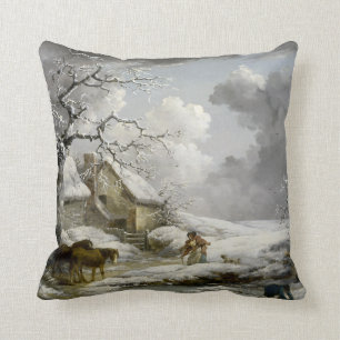 Vintager Winterlandschaft Weihnachtsdruck Kissen