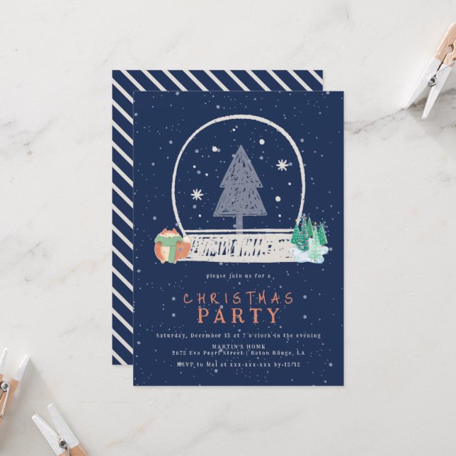 Vintager Winterschnee Night Weihnachten Party Einladung (Vorderseite/Rückseite Beispiel)
