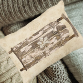 Vintager Winterschnee Schneeflocken Holz rustikal Dekokissen