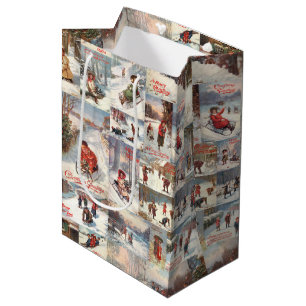 Vintager Winterspass Weihnachtskalender Mittlere Geschenktüte