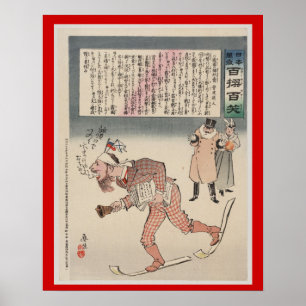 Vintager Wintersport, japanisches Skiposter Poster