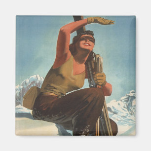 Vintager Wintersport, Ski Italien, Val d'Aosta Magnet