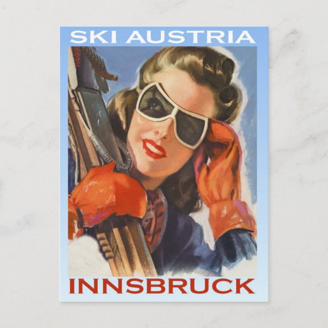 Vintager Wintersport, Ski Österreich, Innsbruck Postkarte