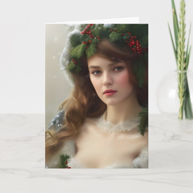 Vintager Winterurlaub Karte (Vorderseite)