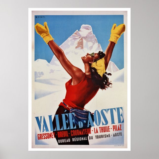 Vintager Winterwanderweg Italienische Alpen Poster (Vorne)