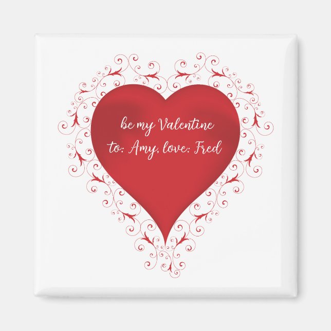 Vintager Wirbler Tag des Roten Valentins Magnet (Vorne)