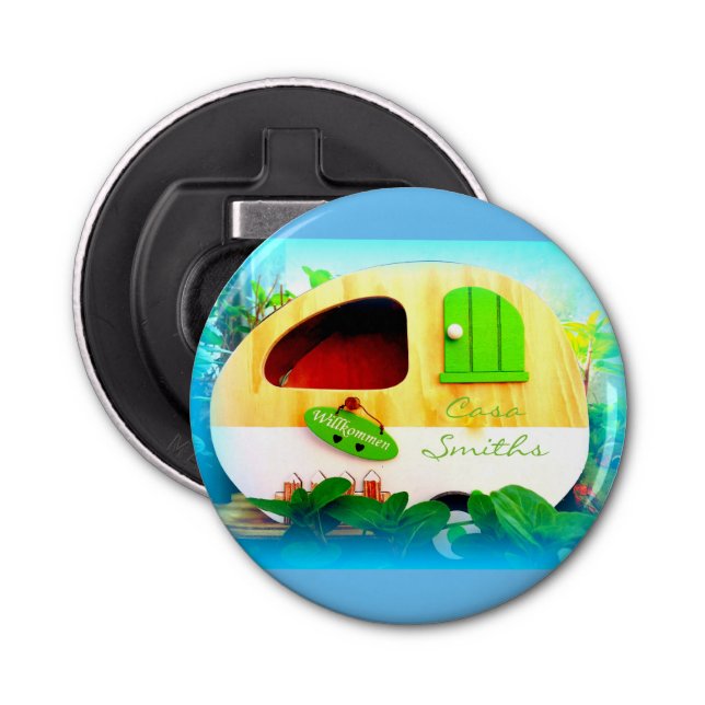 Vintager Wohnmobil für individuelle Retro Flaschenöffner (Vorderseite)