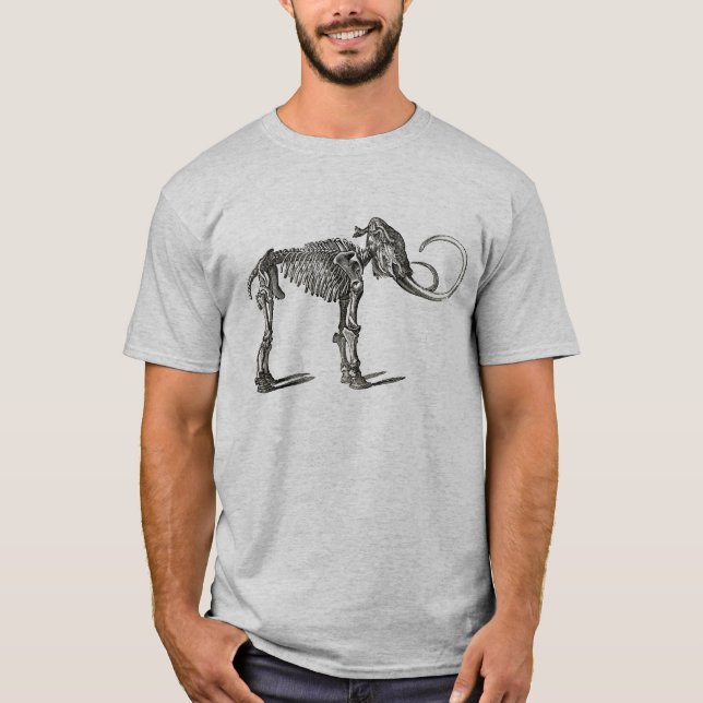 Vintager Wollmammut, antiker Skelettdruck T-Shirt (Vorderseite)