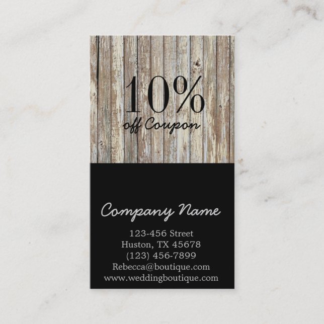 Vintager Woodgrainheimwerkerbau Rabattkarte (Vorderseite)