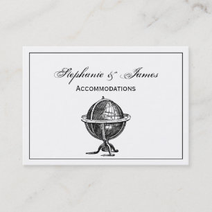 Vintager World Globe Lithograph, der BW Zeichne Visitenkarte